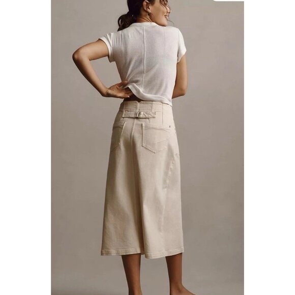 The Kit Denim Midi Skirt by Pilcro Midi Tan Khaki Women’s 8 Boho‎ Academia - Picture 3 of 13